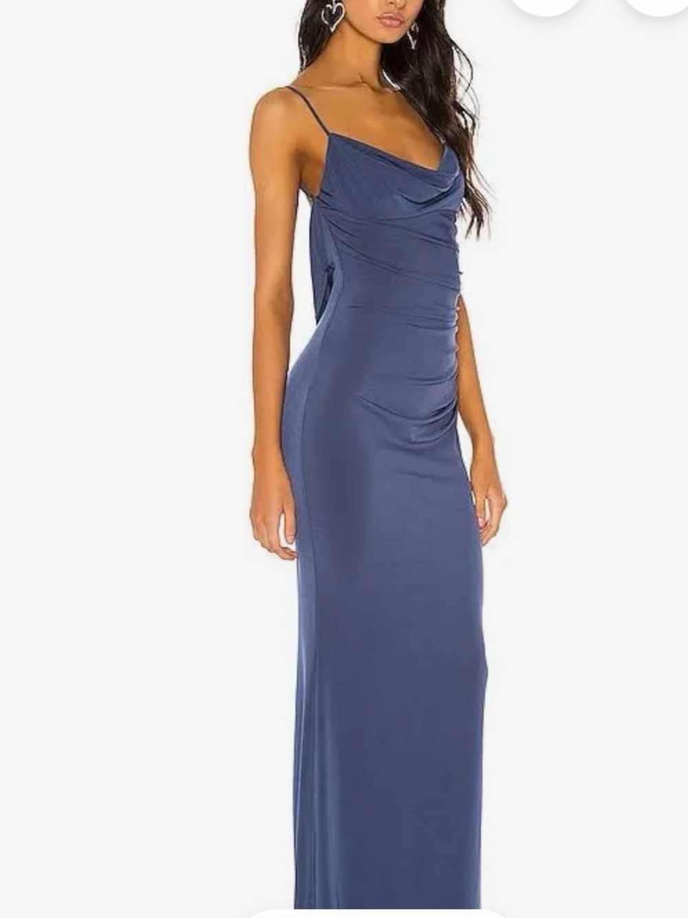 Katie May Los Angeles Blue Open-Back Cowl Neck Maxi Dress M